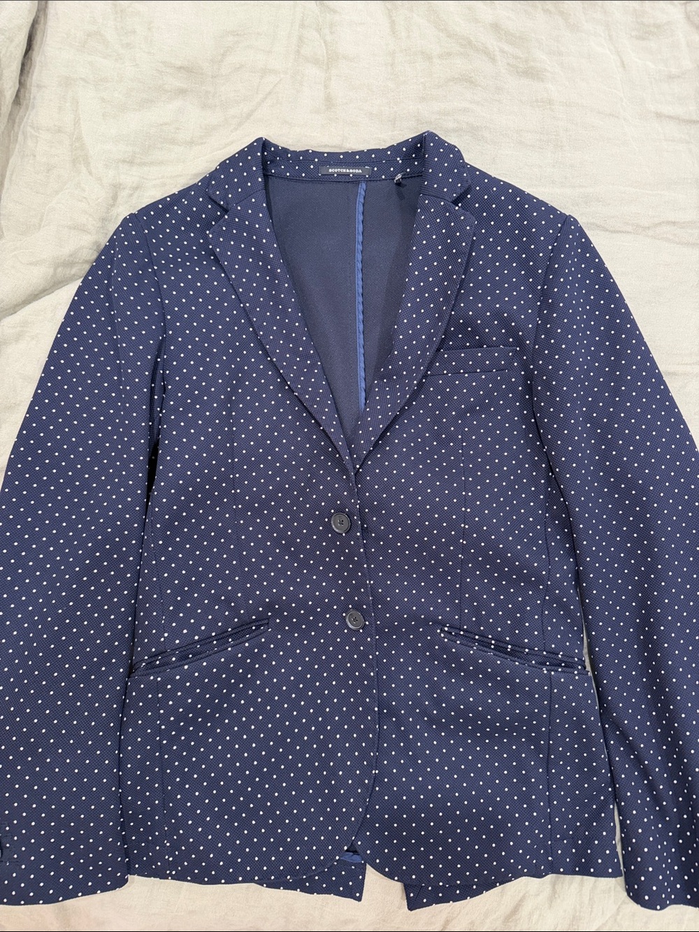 Scotch & Soda Navy Polka Dot Blazer